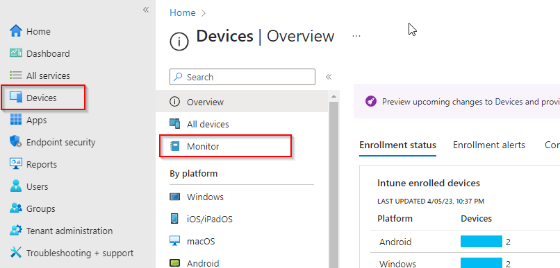 Encryption report – BitLocker status per device